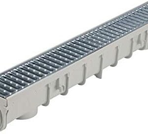 NDS Pro Series Drain Kit 5-1/2 in. X 39-3/8 in. Deep Profile Channel, Galv. Steel Grates, End Caps/Outlet, 5 in, Gray