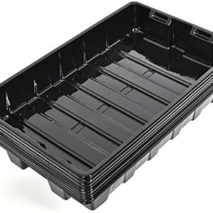 10 Pack Strong Plant Growing Trays, Extra Strength Durable Black Plastic (Without Drain Holes) for Greenhouse and Flowers, Wheatgrass, Sprouting