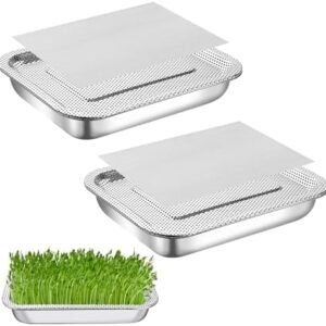 6PCS Stainless Steel Seed Sprouting Kit, Seed Sprouter Tray,Fresh Organic Bean Sprout Grower Kit with Filter Pad for Alfalfa Seeds Wheat Grass Growing Kit