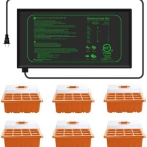 Seedling Starter Trays + Heat Mat 11.5"x 22.5", Plant Starting Kit with Humidity Dome for Small Mini Greenhouse Germination Seeds Growing Starting,Unique Size Designed for 6 Pack 72-Cell Trays