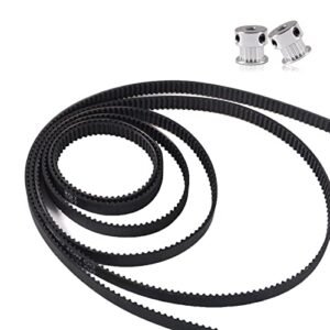 6PCS GT2 Timing Belt 110mm 158mm 200mm 300mm 400mm 610mm Closed Loop Timing Belt Width 6mm + 2PCS GT2 Timing Belt Pulley 20 Teeth 5 Bore for 3D Printer Dishwashers Packaging Machinery