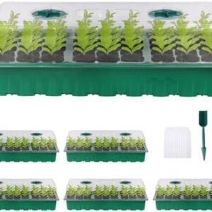 Seed Starting Trays, XL Thicken Plant Germination Kit with Humidity Dome Durable Growing Trays for Greenhouse & Gardens, 5 Pack 180 Cells - Green