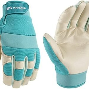 Wells Lamont Women's Hybrid Work/Gardening Gloves | Water-Resistant HydraHyde Leather |Aqua, Medium (3204M)