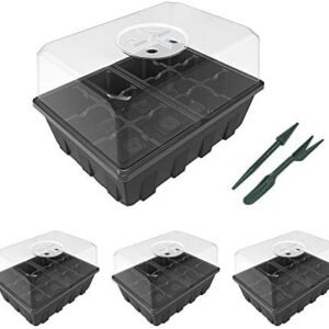 Gardzen 3 Pack Seed Starter Tray Germination Kit, Seed Starter Kit with Adjustable Humidity Dome, Plant Growing Kit 6.6" x 4.5" (12-Cell per Tray), Clear