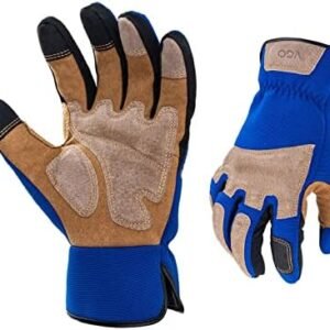 Vgo... 1-Pair Gardening Gloves Men, Safety Work Gloves, Puncture-proof, Thornproof, Touchscreen (Size L, Blue, SL7475)