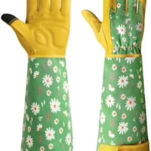 Velway Long Gardening Gloves for Women - Thorn Proof & Rose Pruning Forearm Protection Garden Gloves - Breathable Leather Long Garden Gloves Gifts & Tools for Gardener Yard Work Medium