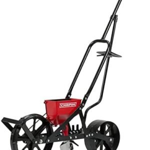 Chapin 8701B Garden Push Seeder Planter With 6 Seed Plates for up to 20 Varieties of Seeds, Zinc Plow Blade, Row Marker, Powder Coated Steel Frame, Red/Black