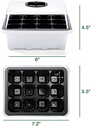 Delxo 10-Pack Seed Starter Kit Seedling Starter Tray (12 Cells per Tray) Humidity Adjustable Plant Germination Kit Garden Seed Starting Tray with Dome and White Base Plus Plant Tags Hand Tool Kit - Image 6