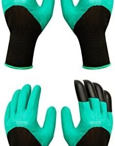 2 Pairs of Garden Gloves With Claws, Used for Digging and Planting Easily. Safe Gardening Work Gloves for Women & Men.(Green)