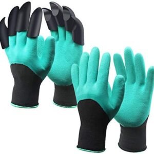 Garden Genie Gloves,Waterproof Garden Gloves with Claws - 2 Pairs for Digging, Planting, Weeding, Seeding
