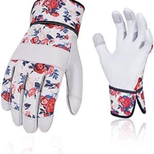 Vgo... Gardening Gloves Women, Leather Safety Work Gloves, Puncture-proof, Thornproof, Touchscreen (GA7471)