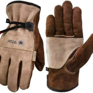 Leather Work Large Gloves for Men or Women, for Gardening, Tig/Mig Welding, Construction, Chainsaw, Farm, Ranch, etc. Cowhide, Cotton Lined, Utility, Firm Grip, Durable. Coffee-grey L