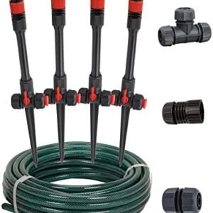 Eden 98063 Multi-Adjustable Flex Design Above Ground Irrigation Garden Sprinkler System, Sprinkler & Hose, DIY Plant Watering Set