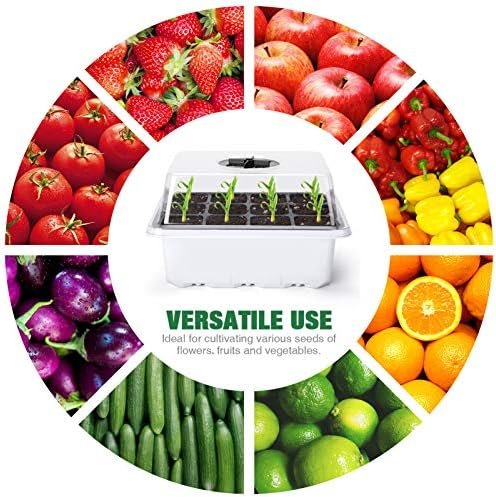 Delxo 10-Pack Seed Starter Kit Seedling Starter Tray (12 Cells per Tray) Humidity Adjustable Plant Germination Kit Garden Seed Starting Tray with Dome and White Base Plus Plant Tags Hand Tool Kit - Image 5