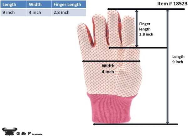 G & F 1852-3 Women Soft Jersey Garden Gloves, Women Work Gloves, 3-Pairs Green/Red/Blue per Pack - Image 6