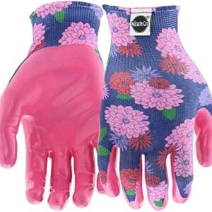 Miracle Gro Women's Nitrile Coated Grip Floral Pattern Gardening Work Gloves