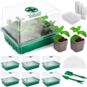 72 XL Cells Seed Starter Tray, 6 Packs Seed Starter Kit Large Size & Individual Cells, Seedling Starting Trays with Humidity Dome & High Lid, Germination Kit for Indoor Greenhouse Seed Starter