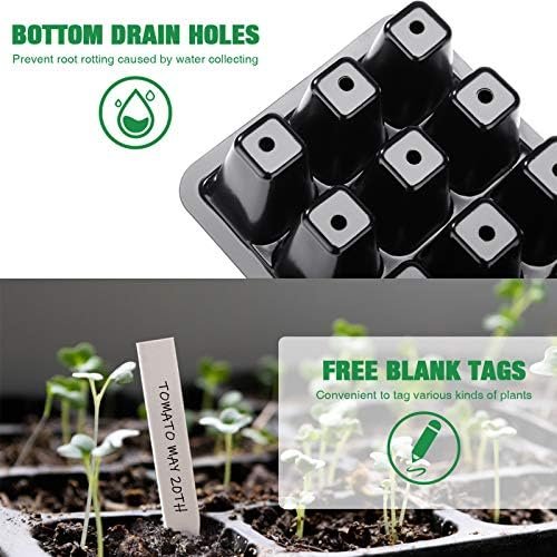 Delxo 10-Pack Seed Starter Kit Seedling Starter Tray (12 Cells per Tray) Humidity Adjustable Plant Germination Kit Garden Seed Starting Tray with Dome and White Base Plus Plant Tags Hand Tool Kit - Image 4