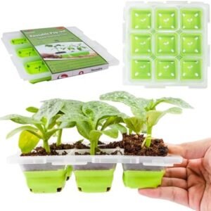 Seed Starter Tray, Reusable Seedling Starter Trays with Flexible Pop-Out Cells | 9 Large Cells | BPA-Free & Dishwasher Safe Seed Starting Trays Indoor Plant Germination Trays