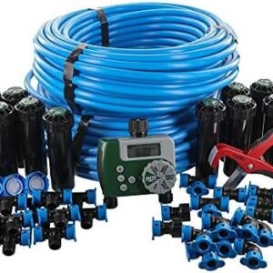 Orbit 50021 In-Ground Blu-Lock Tubing System and Digital Hose Faucet Timer, 2-Zone Sprinkler Kit