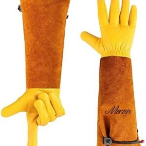 Large Garden Gloves - Puncture Proof, Long Cuff, Leather, Ideal for Rose Pruning, Cactus Trimming, and Gardening