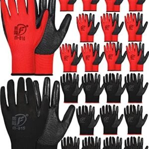 24 Pairs Gardening Gloves for Men Women Rubber Coated Work Gloves Garden Gloves Safety Work Gloves Construction Gloves