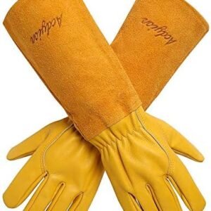 Acdyion Gardening Gloves for Women/Men Rose Pruning Thorn & Cut Proof Long Forearm Protection Gauntlet, Durable Thick Cowhide Leather Work Garden Gloves