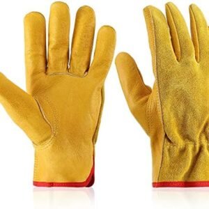 Patelai Garden Gloves Leather Gardening Gloves Thorn and Cutting Proof Work Garden Gloves