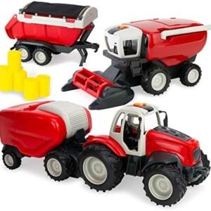 Boley Farm Toy Tractor & Harvester Playset - 18 Pc Farm Toys for Kids Ages 3+