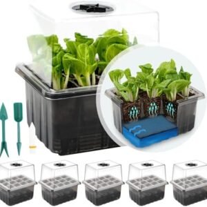 Self-Watering Seed Starter Tray, 72 Cells Reusable Seed Starter Kit with Adjustable Humidity Domes, Heightened Lids Plant Germination Trays for Seeds Growing