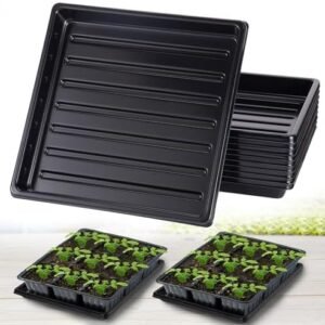 ANPHSIN 10pcs Plant Growing Seed Starter Trays - Thickened 10.6'' × 10.6'' Microgreens Sprouting Trays No Drain Holes for Garden Indoor Greenhouse Wheatgrass Propagation​