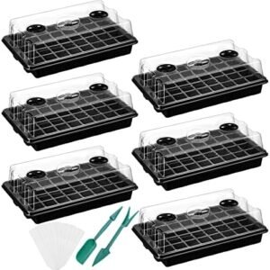 Youeon 6 Pack Seed Starter Tray with Adjustable Humidity Dome, Seed Starter Kit 240 Cells Total Tray, Garden Propagator Set with Planter Labels and Seedling Tools, Seedling Tray Kits, Black