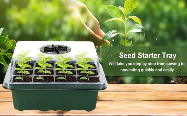 12 Packs Succulent Propagation Tray with Humidity Dome (144 Cells) Seedling Tray Kits Seed Starting Trays Seed Growing Starting Plant Germination Trays and Base - Image 2