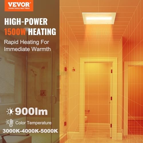 Bathroom Exhaust Fan, 1500W Heating, 110 CFM High-Efficiency Ventilation, 1.5sones Low Noise Operation, Remote Control, Energy-Saving Bathroom Ceiling Fan, Attic Access Needed - Image 2