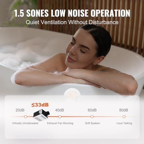 Bathroom Exhaust Fan, 1500W Heating, 110 CFM High-Efficiency Ventilation, 1.5sones Low Noise Operation, Remote Control, Energy-Saving Bathroom Ceiling Fan, Attic Access Needed - Image 4