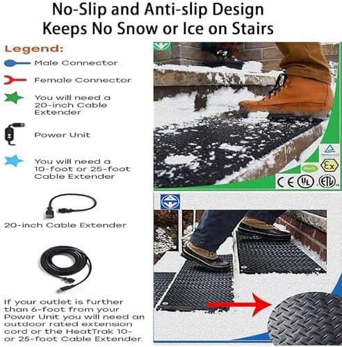 Snow Melting Mat,Residential Snow-Melting Stair Mat,Heated Snow Melting Outdoor Mats,Ice & Snow Melting Mats,Non-Slip Walkway Heated Outdoor Mat,Winter Outdoor Stairs, Steps,Doorways - Image 4