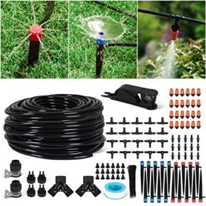 Drip Irrigation Kit, 200FT/60M Garden Irrigation System, Automatic Irrigation System with Drip Irrigation Emitters Sprinkler Nozzle for Greenhouse, Patio and Lawn