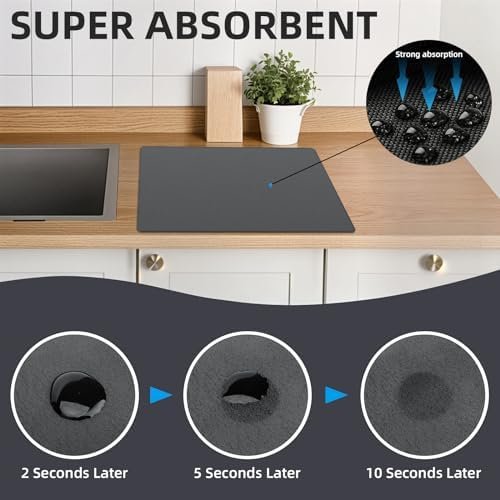 SXhyf Coffee Mat - Kitchen Super Absorbent Draining Mat, Dish Drying Mat for Kitchen Counter, Dish Drying Pad, Drying Matt Kitchen Counter, Dish Drying Mat Drainer Mat - Image 2