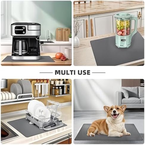 SXhyf Coffee Mat - Kitchen Super Absorbent Draining Mat, Dish Drying Mat for Kitchen Counter, Dish Drying Pad, Drying Matt Kitchen Counter, Dish Drying Mat Drainer Mat - Image 8