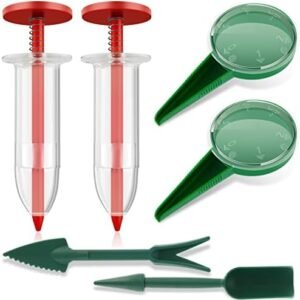 HOTBEST 6 Pcs Mini Sowing Seed Dispenser, Seed Sower Tool, Garden Seed Planter Tool, Hand-held Manual Seed Spreader with Seedlings Dibber and Widger for Spreading