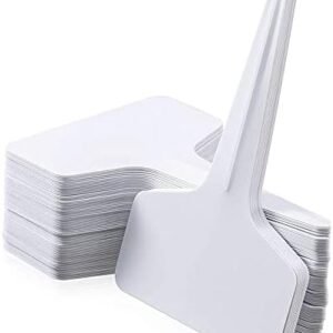 100Pcs Plastic Plant Labels, T-Type Tags Waterproof Re-Usable Nursery Garden Label for Flower Vegetables Herb Signs, White