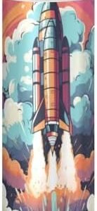 Cartoon Rocket Ship Water Bottle Stainless Steel Insulated Vacuum Flask Leak Proof Thermos for Boys Girls