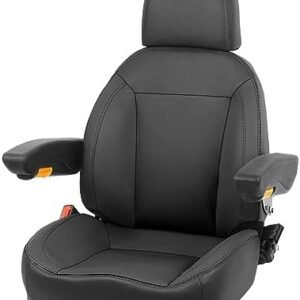 Universal Forklift Seat, Tractor Seat with Retractable Seatbelt and Adjustable Backrest Headrest Armrests for Excavator Harvester Loader Backhoe Dozer Telehandler(Black)