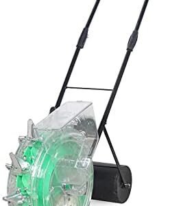 Garden Seeder, Seed Spreader Push with 12 Seeding Ports, Hand-Push Roller Seeding and Fertilizer Applicator Planting Depth 3.5-7.8cm, Precision Garden Seeder Row Planter for Corn Cotton Soybean Peanut