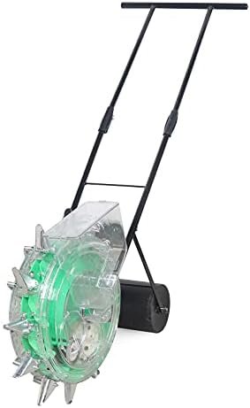 Garden Seeder, Seed Spreader Push with 12 Seeding Ports, Hand-Push Roller Seeding and Fertilizer Applicator Planting Depth 3.5-7.8cm, Precision Garden Seeder Row Planter for Corn Cotton Soybean Peanut