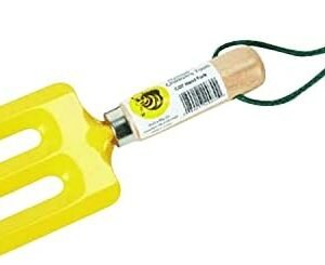 Kids' Garden Hand Fork, Mini Steel Digging Tool with Wooden Handle, Gardening Tool for Children, Yellow