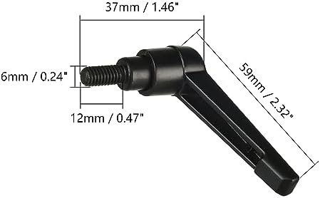 Push Button Locking Handle M6x12mm Male Thread Aluminum Alloy Adjustable Clamping Lever Handle with Male Threaded Stud for Machinery Welding Printing Equipment Black Tone - Image 3