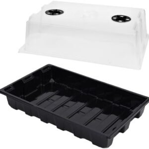 5-Set Strong Seed Starter Trays with Humidity Domes, Black Plastic Plant Growing Trays for Seed Starting, Germination, Seedling Propagation & Plant Growing