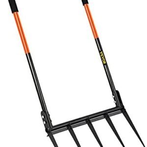 Broad Fork Tool, 5 Tines 20 in Wide, Garden Tool with Fiberglass Handle for Gardening and Cultivating, Aerate Clay Soil for Farm