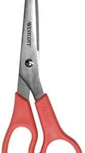 Westcott 8" All Purpose Value Stainless Steel Straight Scissors, Red